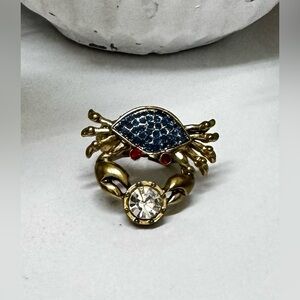 Betsey Johnson Stretch Cocktail Ring, Red, Blue, Gold & White. Gorgeous !!